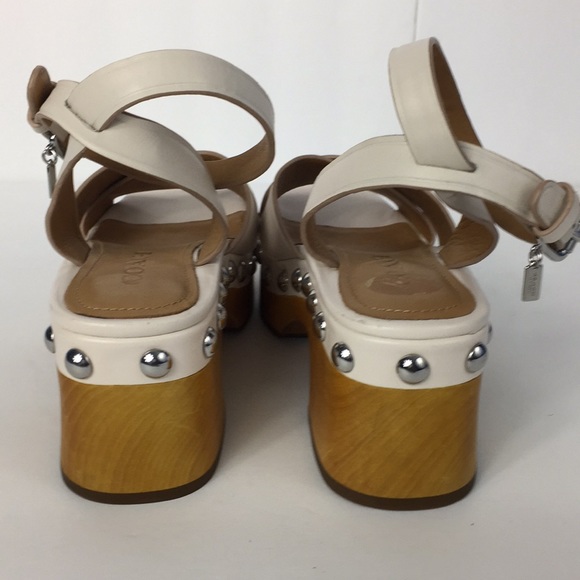 New Coach Astor Studded Block Wood Sandals - Picture 5 of 8
